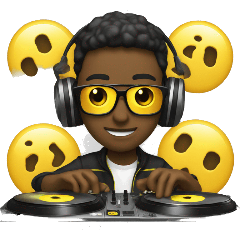 dj mixing with vinyls (yellow skin) emoji