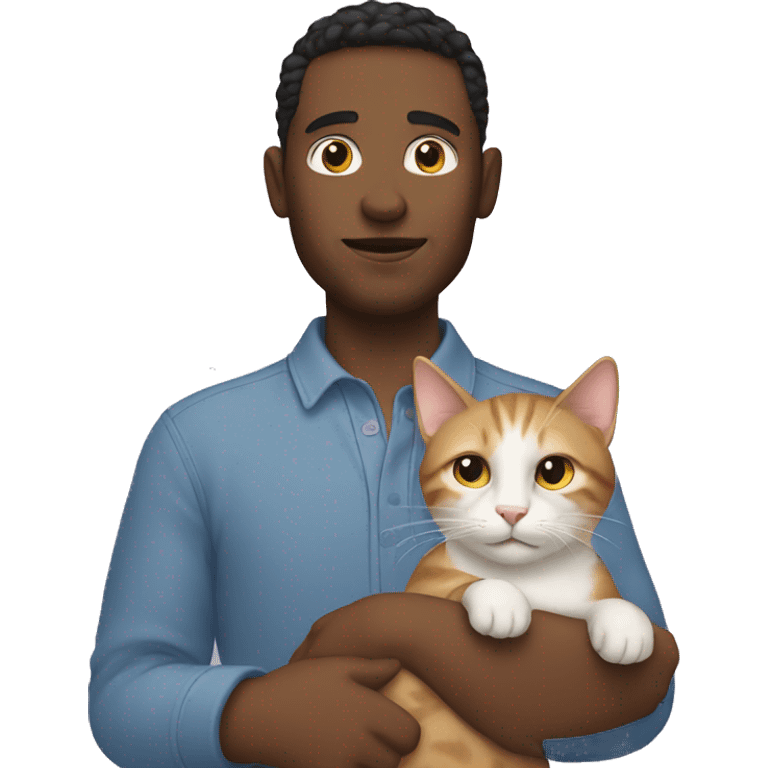 a white guy holding a cat emoji