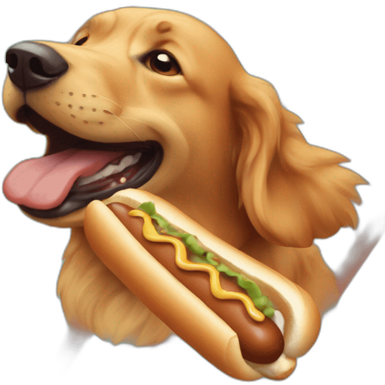 Dog eating hot dog emoji