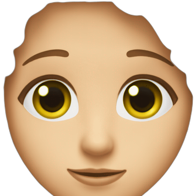 a long brown haired with rhombus-shape face green eyes and big long nose smooth face  emoji