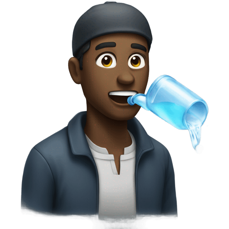 black man emoji spitting out water emoji