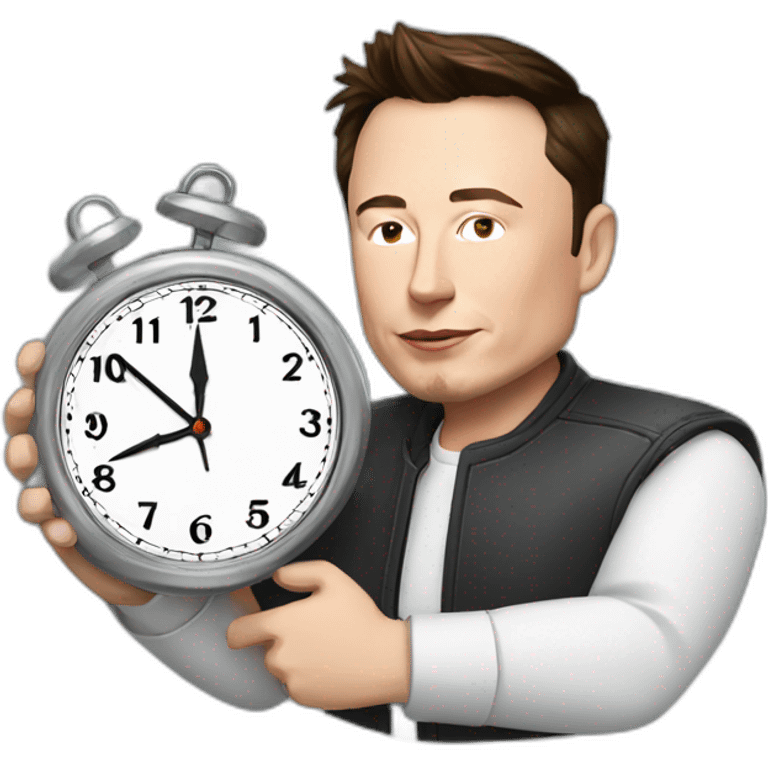 Elon musk holding a clock emoji