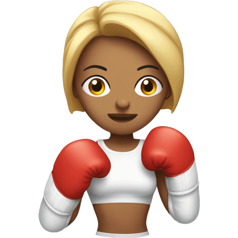 A female boxer with boxing gloves and having a six pack. emoji