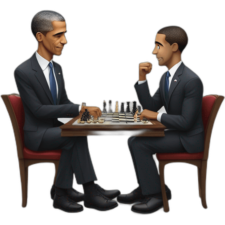 Barack Obama playing chess against Mohamed Salah emoji