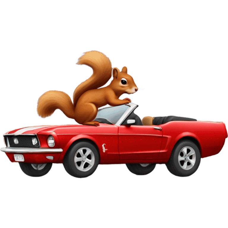 Squirrel driving red mustang  emoji