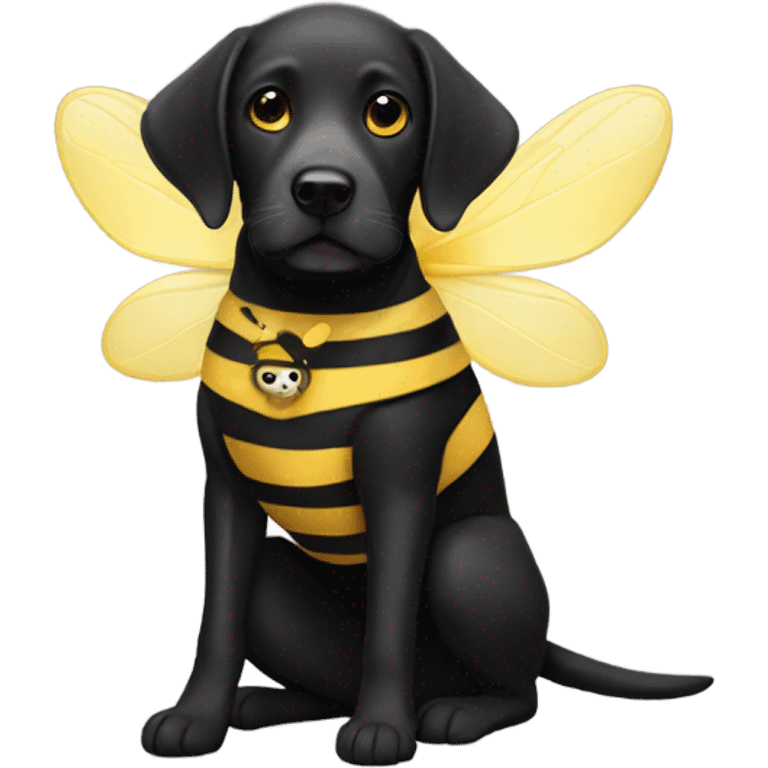 Black lab in a bee costume  emoji