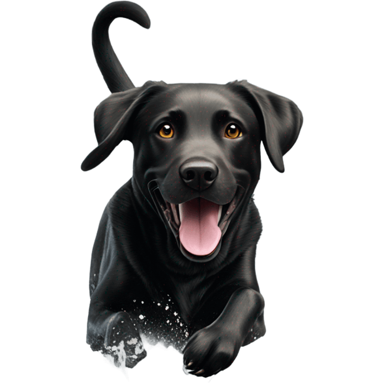 Black lab playing in a lake emoji