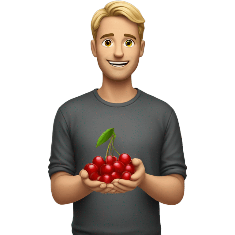 A guy holding cherries emoji