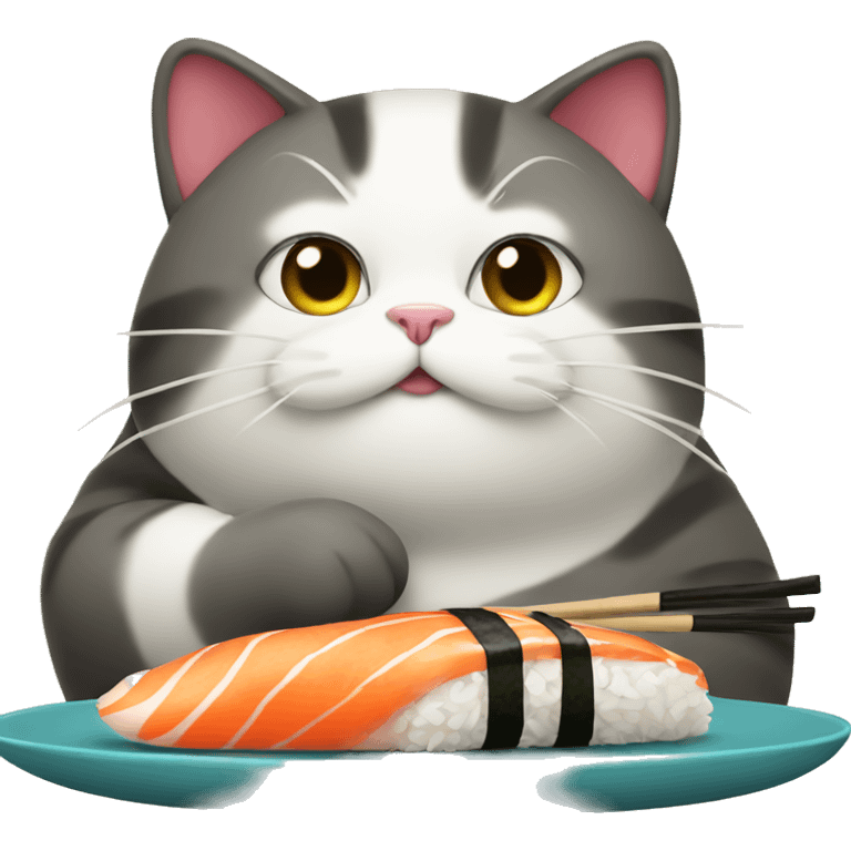 Fat cat with sushi emoji