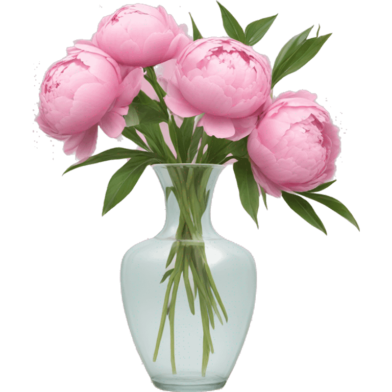 Peonies in a clear pink vase emoji