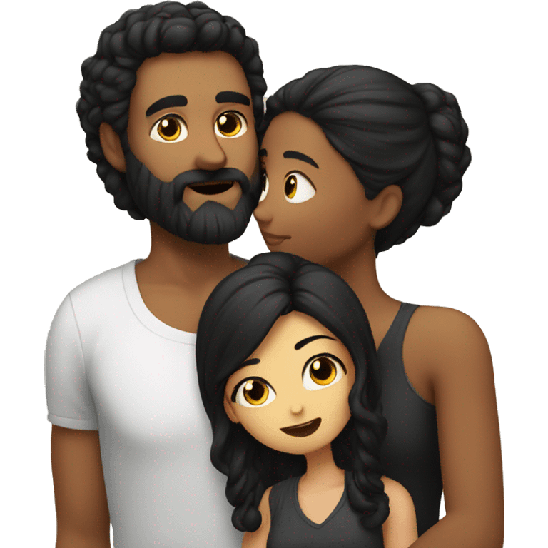 girl with black hair indoors kissing bearded man emoji