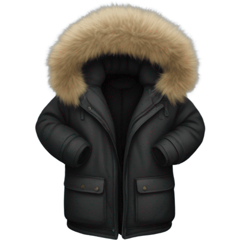 large black winter jacket with fur hood emoji