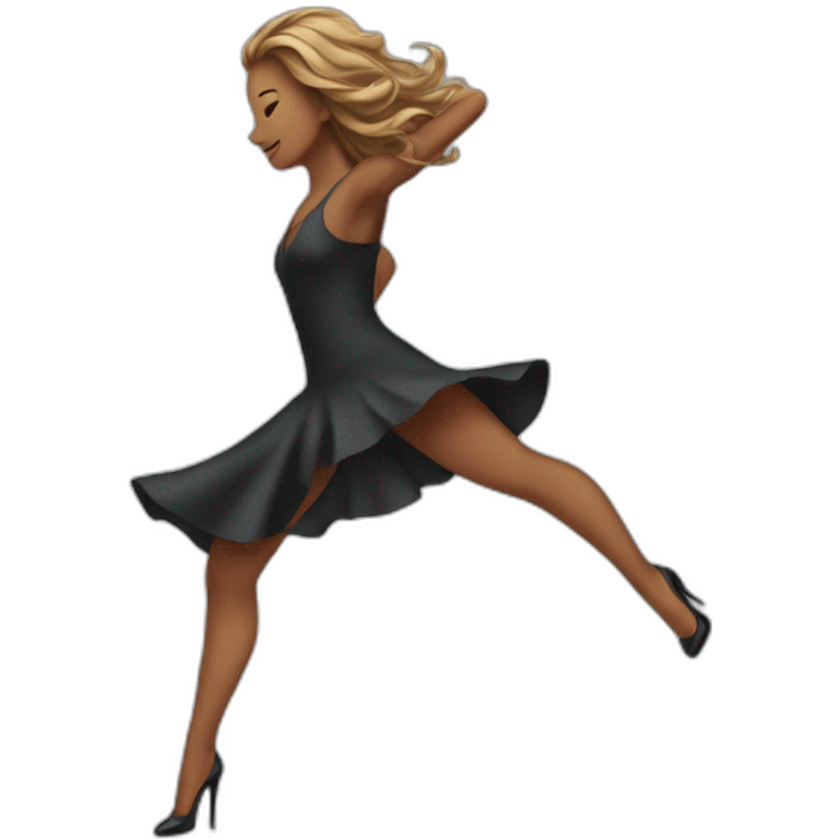 Woman with long hair dancing in high heels emoji