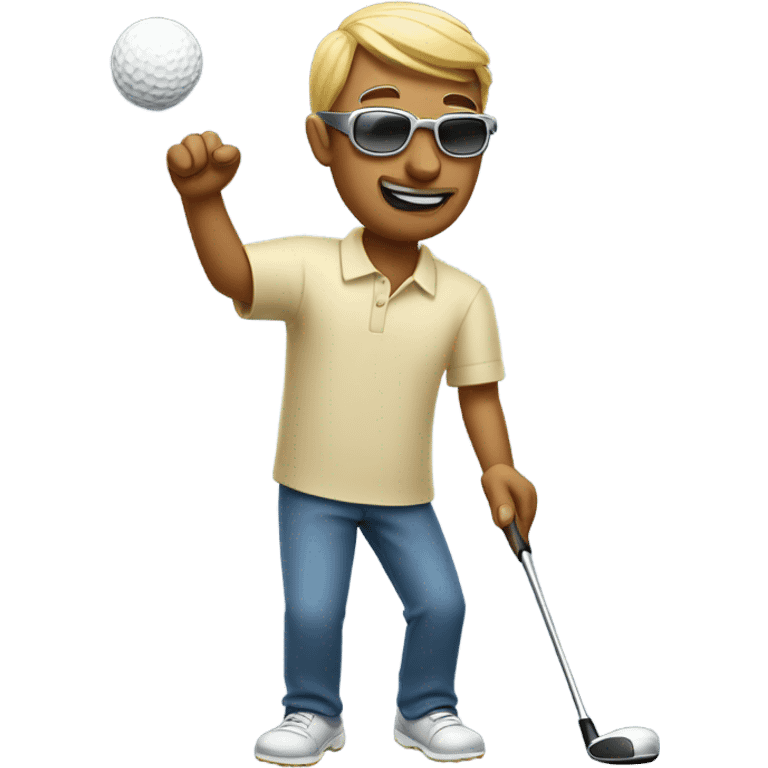 Blind man swinging golf club emoji