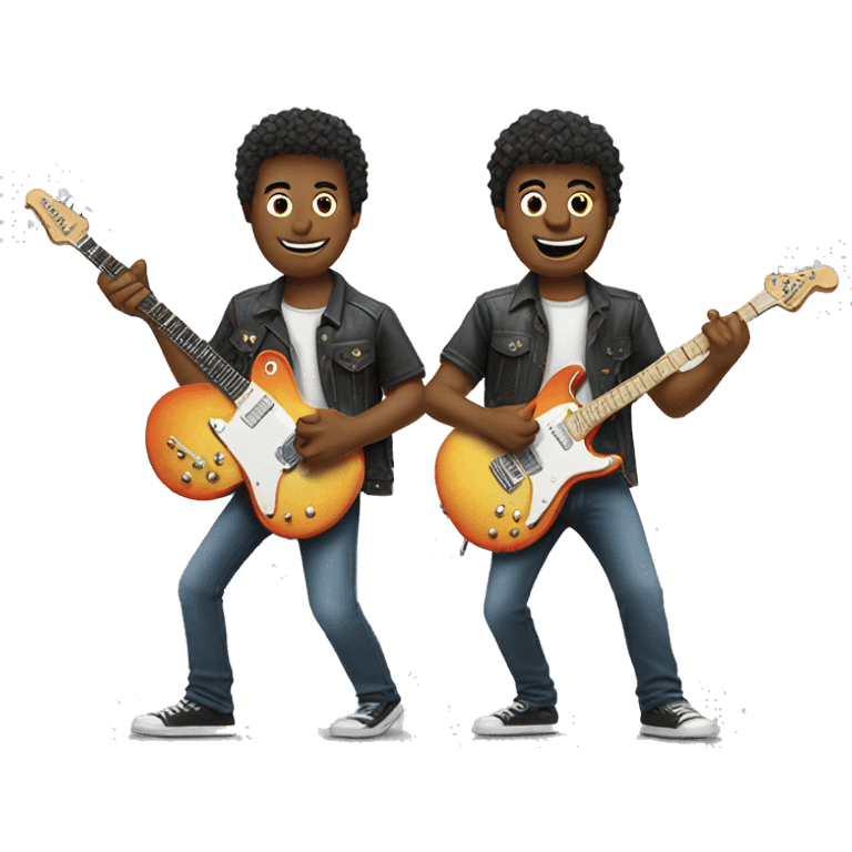 two guy playing "v shape" electric guitar  emoji