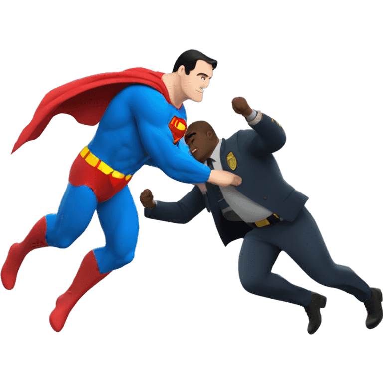 Superman saves police officer from big man emoji