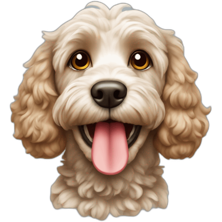 happy cockapoo with red nose emoji