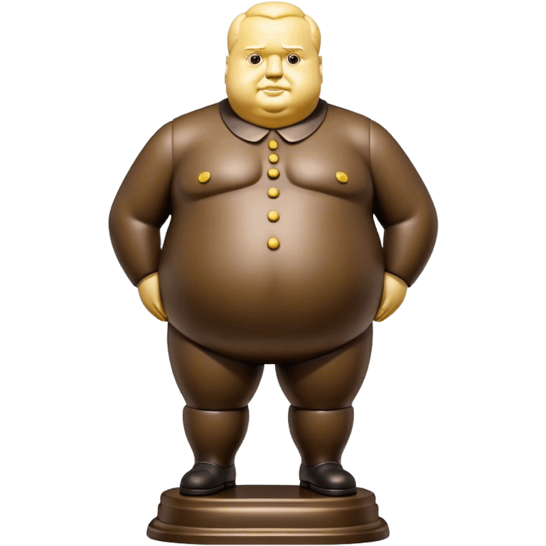 Cinematic Realistic Botero Sculpture Emoji, depicted as an exaggerated voluminous sculpture in the signature style of Fernando Botero, rendered with rich textures and vibrant artistic lighting that captures its playful grandeur. emoji