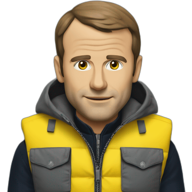 macron en gilet jaune qui fait la greve emoji