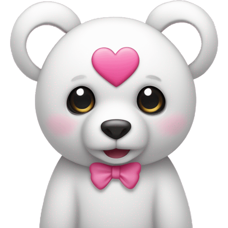 generano un orsacchiotto bianco con il papillon rosa e un cuore in braccio rosa  emoji