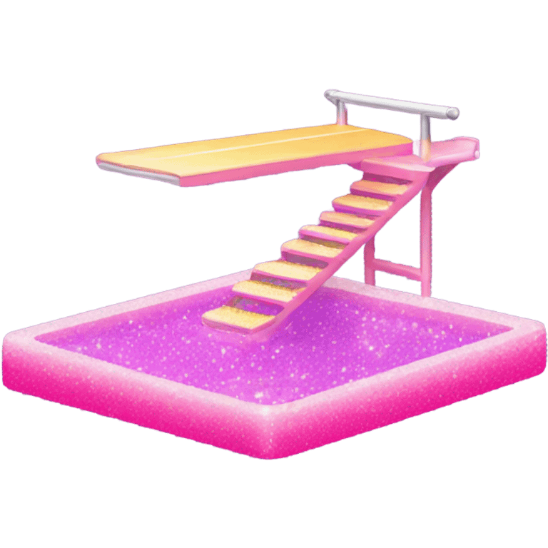 Pink ombre diving board with glitter emoji