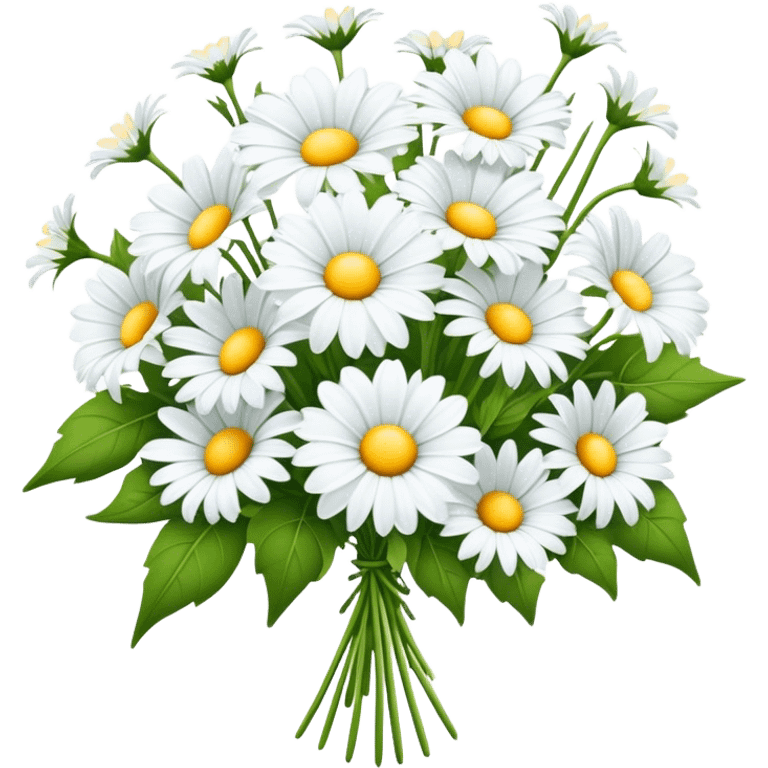 big bouquet Daisy Morning Glory stem, leaf emoji