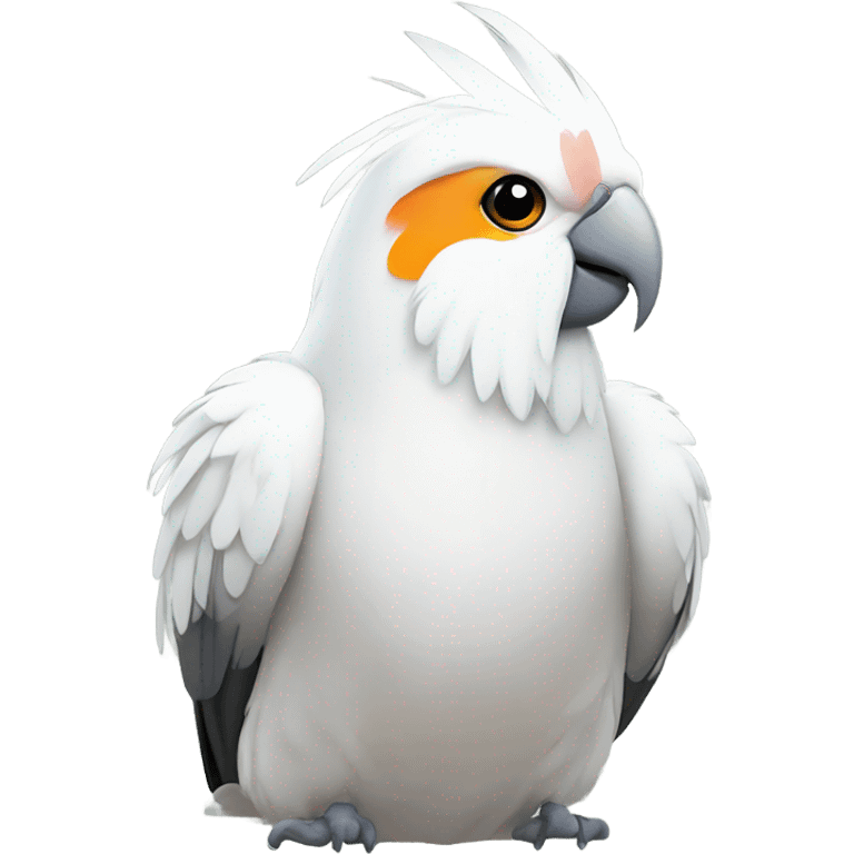 white cockatiel bird thinking emoji