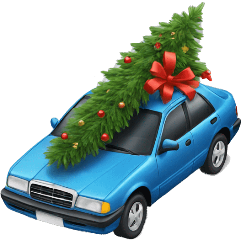 Car with a Christmas tree on it emoji