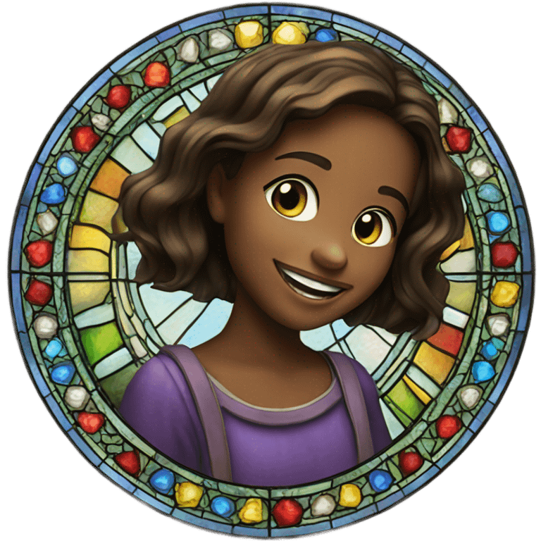 smiling girls in stained glass emoji