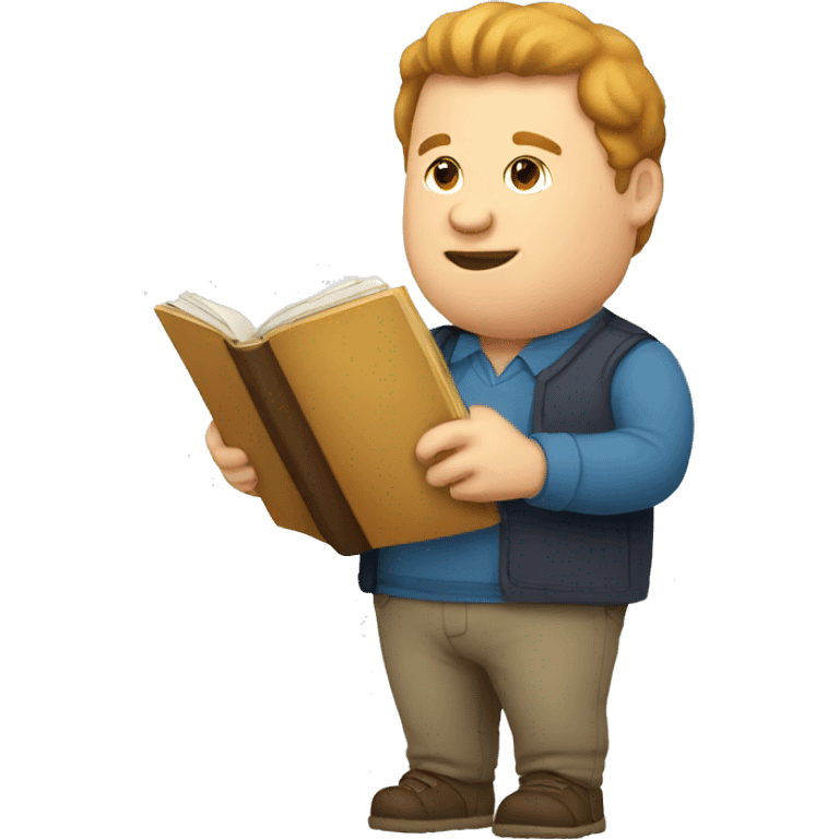 create an emoji of a chubby white man holding a book emoji