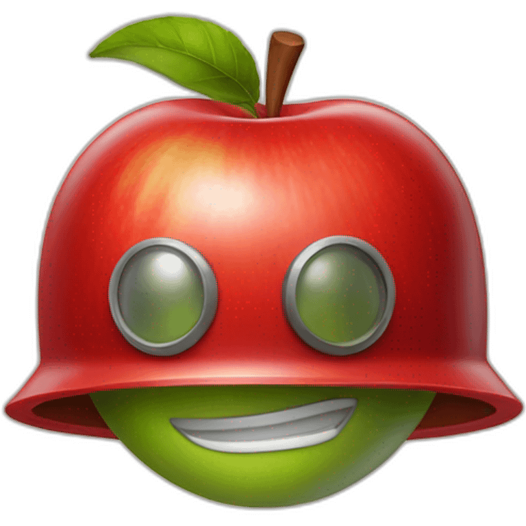 smiling red apple wearing a world war 2 sodlier helmet emoji