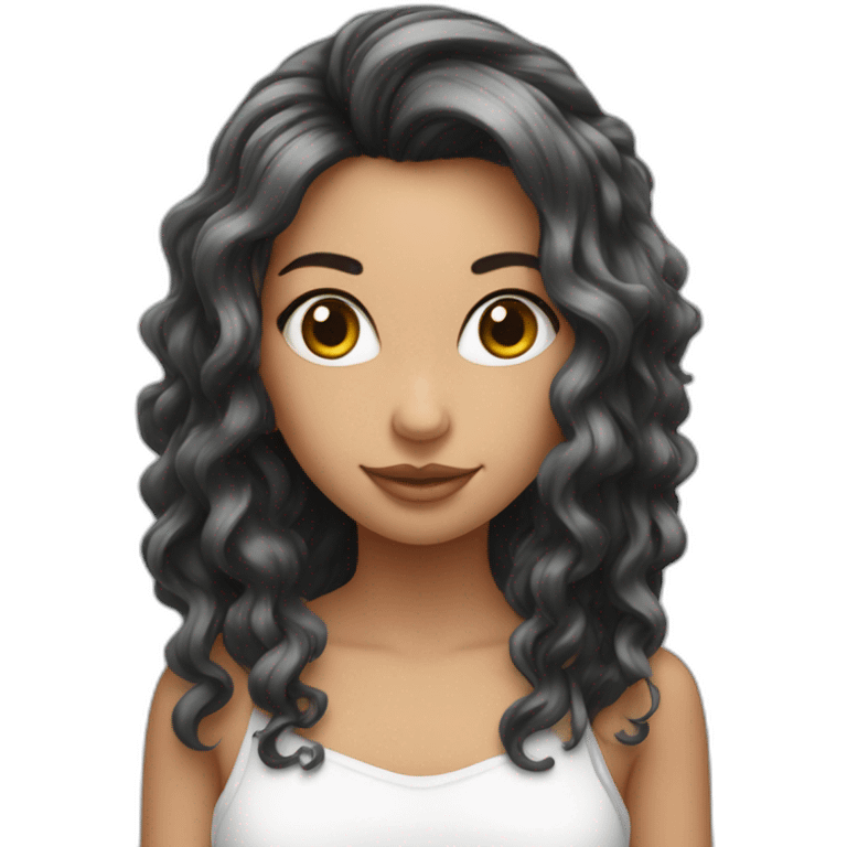 Ragazza con capelli lunghissimi neri e bianchi emoji