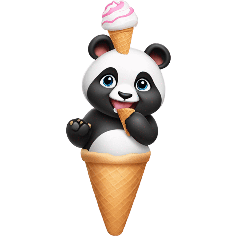 Panda eating ice cream emoji