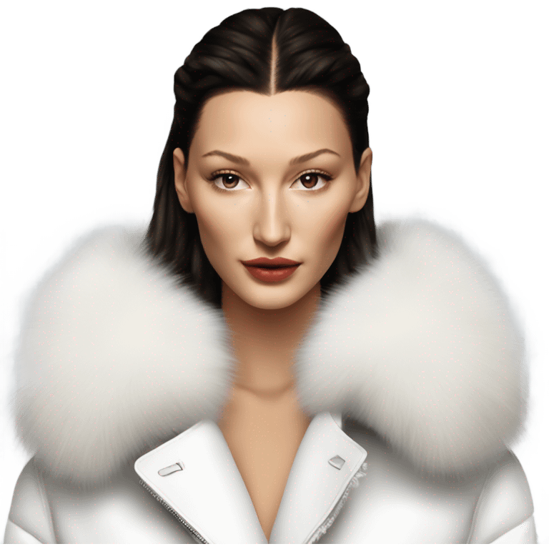 Bella hadid in white fur, minimalist style  emoji