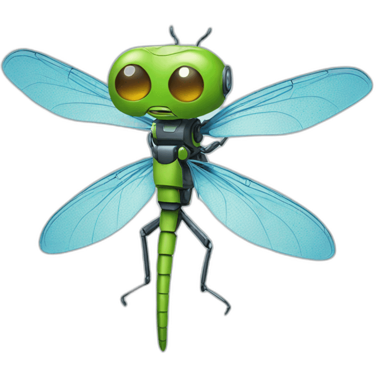 dragonfly robot with funny emotions emoji