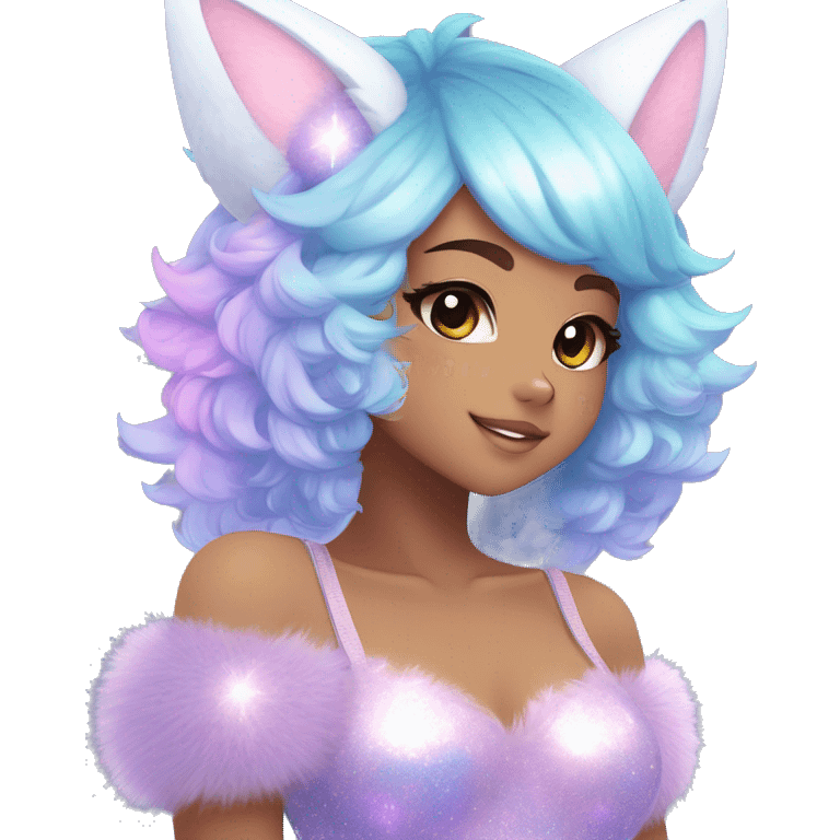 Anthro Petite Shiny Colorful Pastel Glitter Sparkle Stars Gradient Anime Chibi Animal-Fakémon-Pokémon-Hybrid Fur Sona Aesthetic Trending Style Full Body emoji