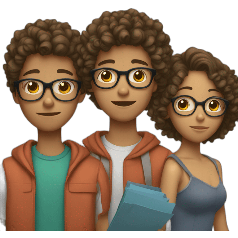 a couple of teenagers with glasses, the girl has curly hair and the boy has short hair emoji