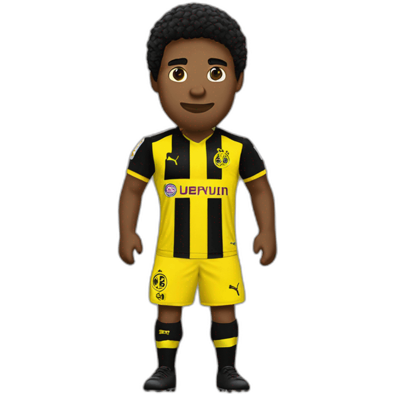 Borussia Dortmund speler donkere huid zwarte sik en kort zwart krullerig haar emoji