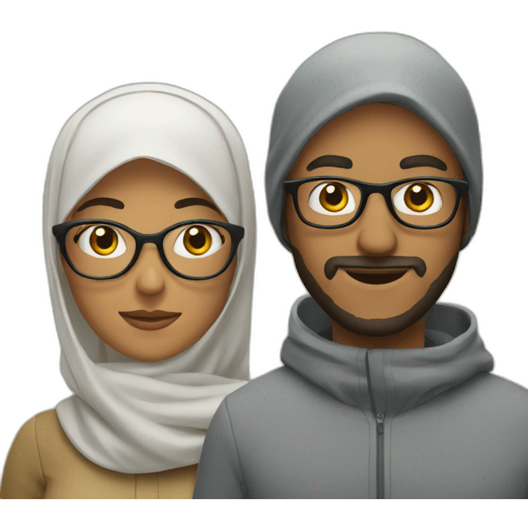 man with glasses and woman with hijab holiday trips emoji