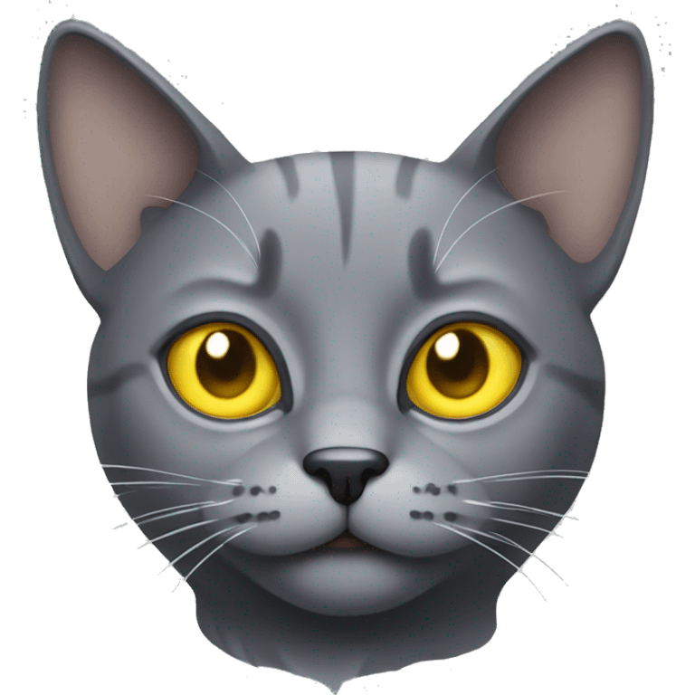 Grey cat with yellow eyes emoji