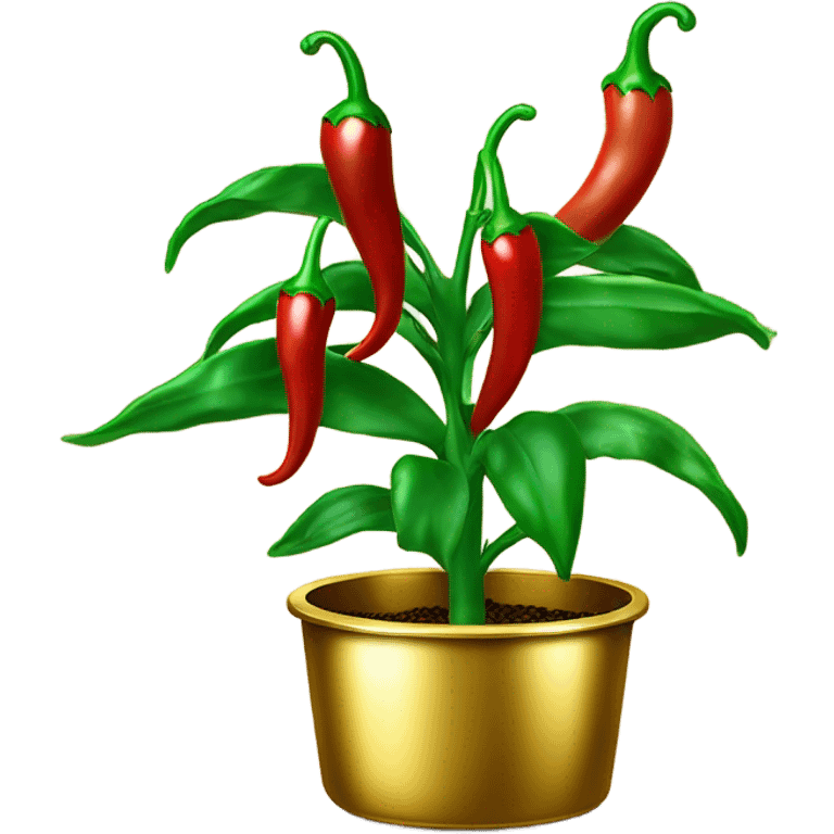 plant with red and green chili on in a gold pot emoji