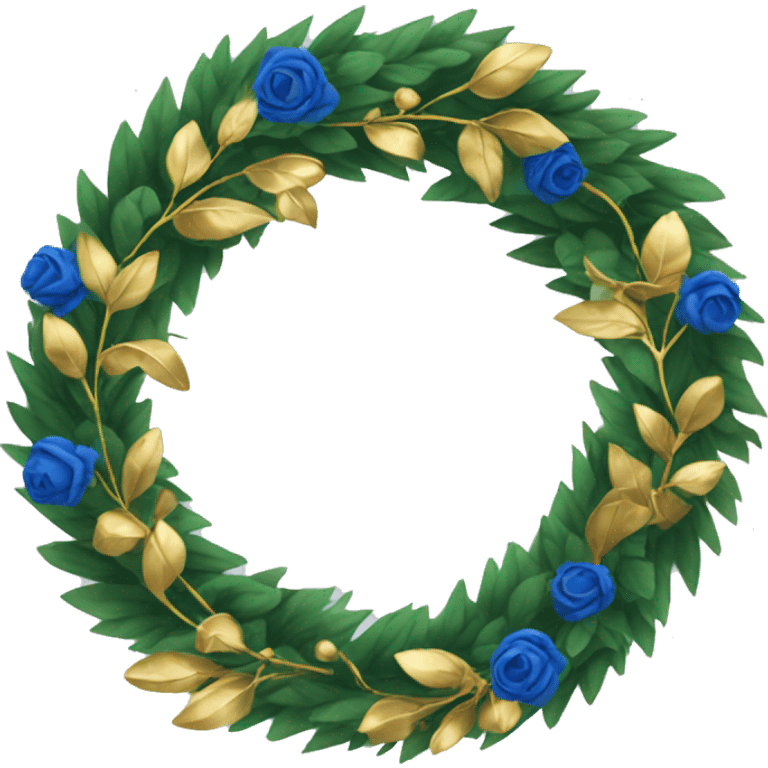 Green wreath with blue and gold decor emoji