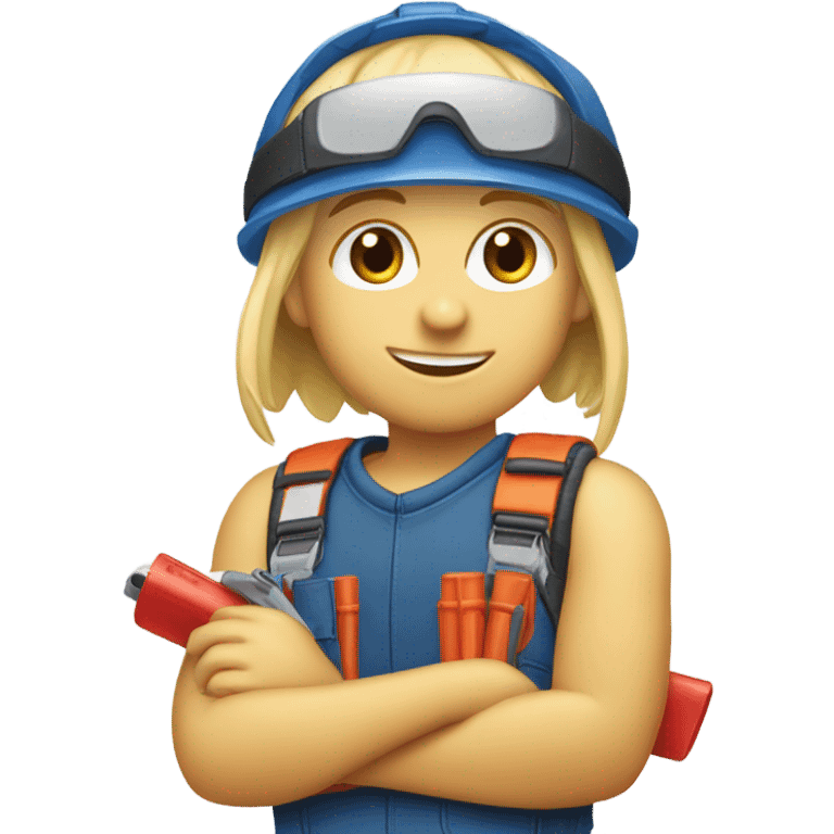 Blonde kid wearing visors holding a knipex emoji