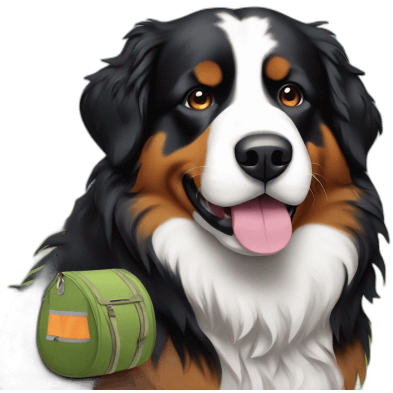 bernese mountain dog camping and camper emoji