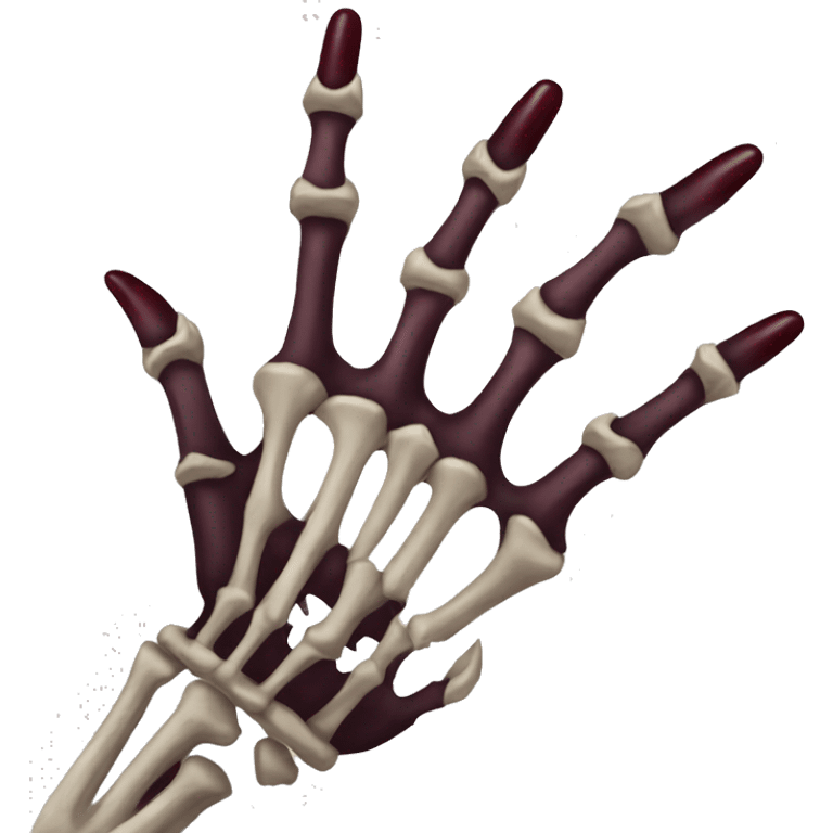 skeleton hand with long maroon nails emoji