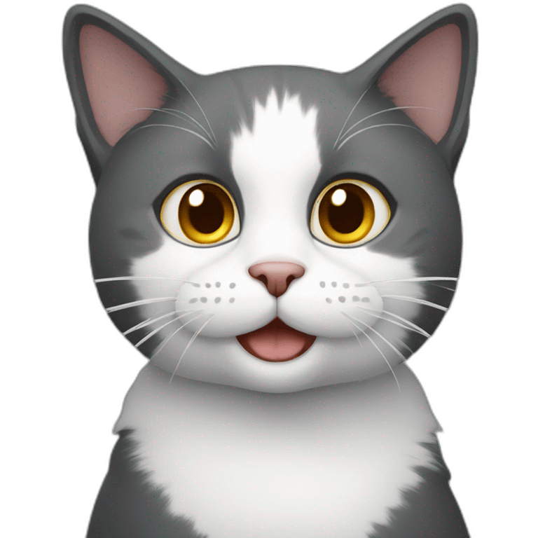 dark grey and white cat emoji