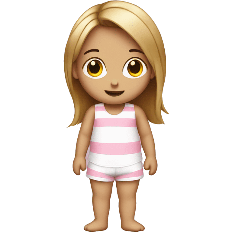 tiny girl with pink striped white pyjamas pants and a white singlet emoji