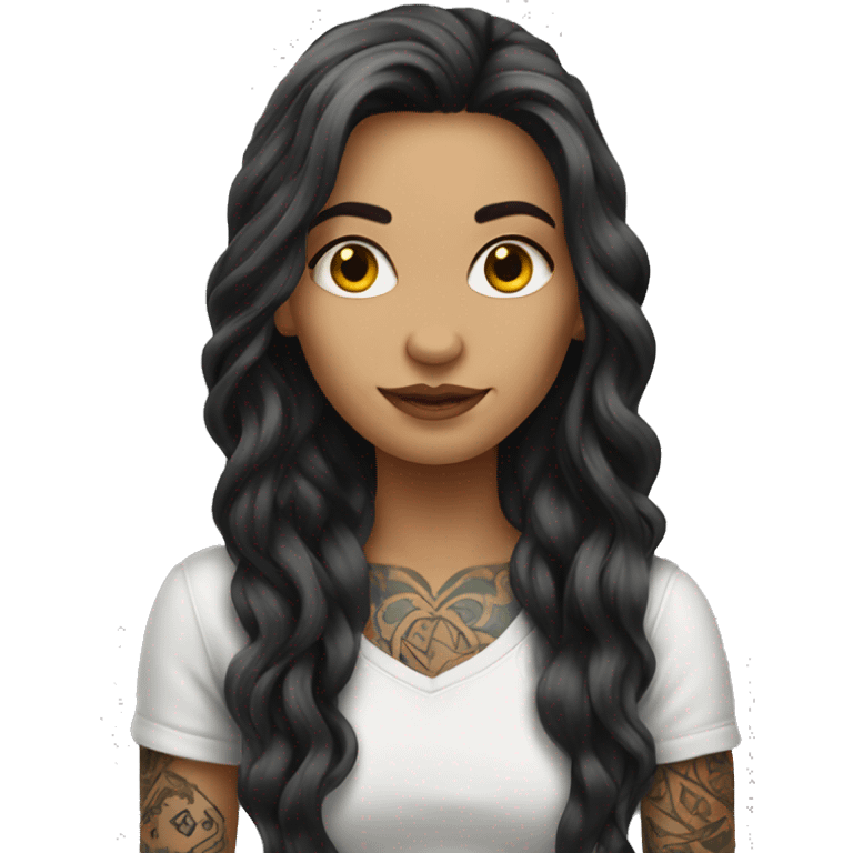 tattooed woman very attractive long hair emoji