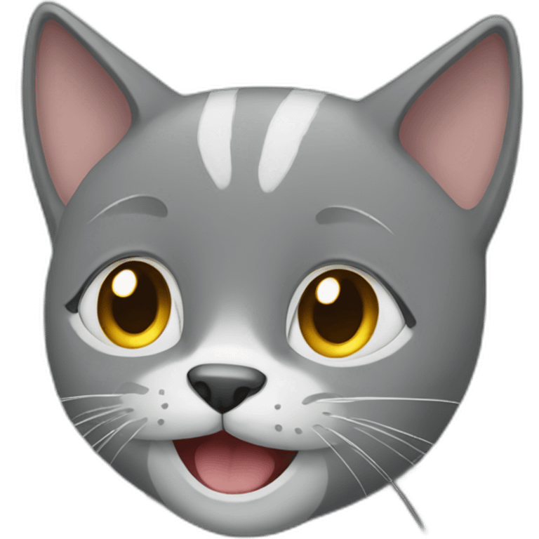 Grey cat cry and smile emoji