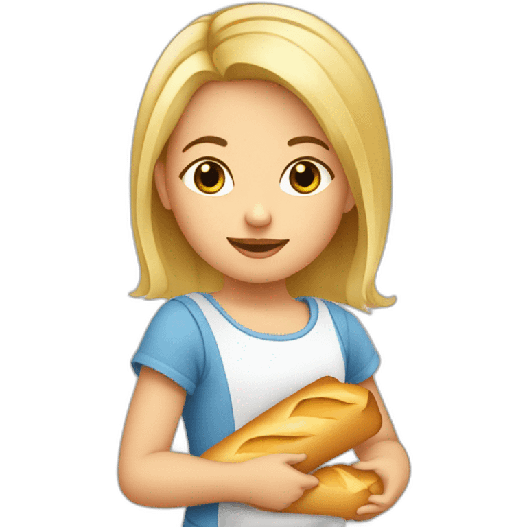 Bébé fille blonde avec baguette de pain  emoji